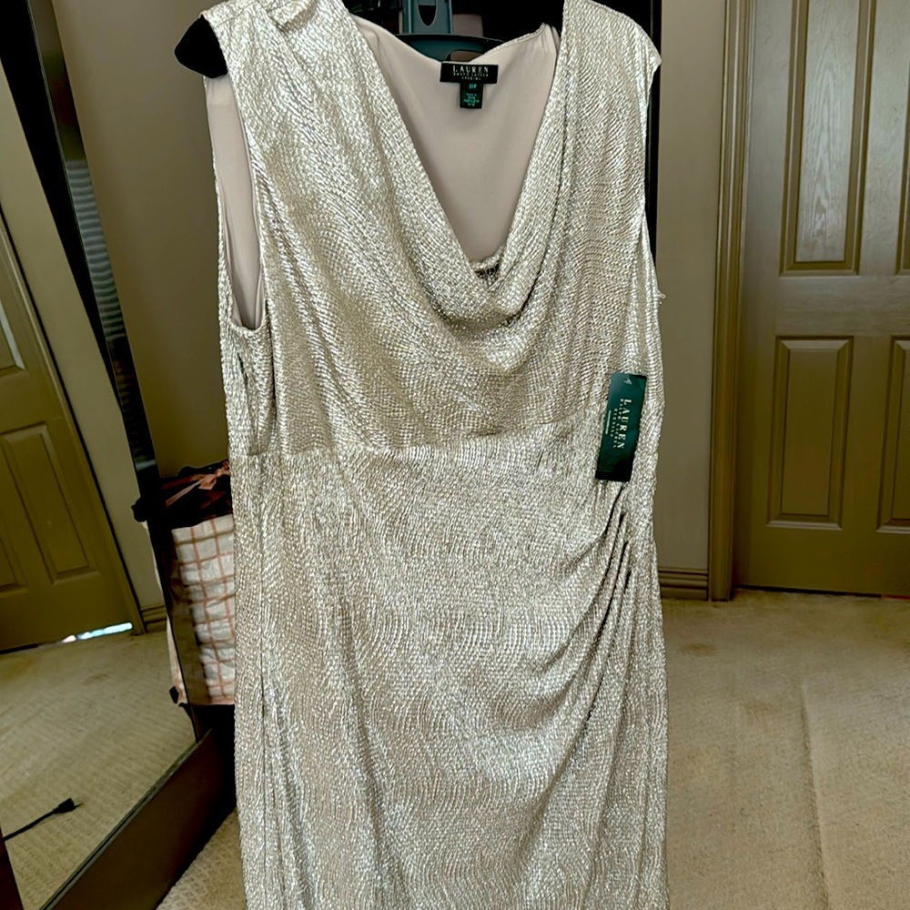 Ralph Lauren metallic sparkle floor length gown